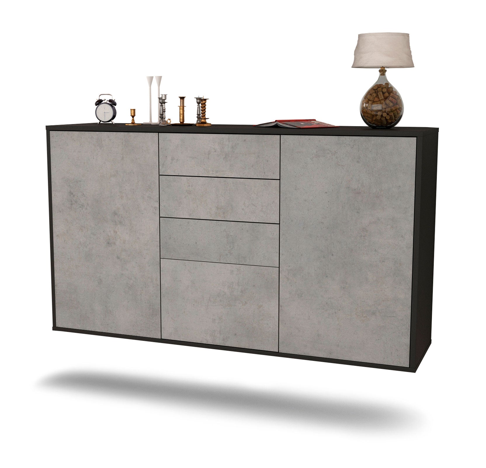 Sideboard Sioux Falls | hängend | Korpus Anthrazit | Front in Beton Optik | 136x79x35cm (BxHxT) 1 Sideboard Sioux Falls | hängend | Korpus Anthrazit | Front in Beton Optik | 136x79x35cm (BxHxT)