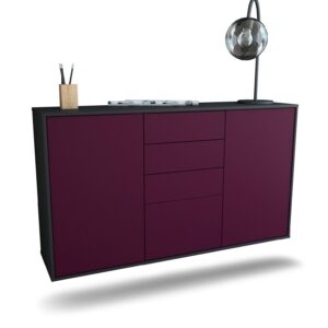 Sideboard Sioux Falls | hängend | Korpus Anthrazit | Front in Lila | 136x79x35cm (BxHxT)