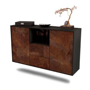 Sideboard Port St. Lucie | hängend | Korpus Anthrazit | Front in Rost Optik | 136x79x35cm (BxHxT)