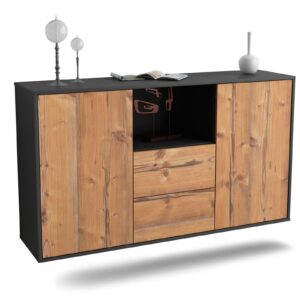 Sideboard Port St. Lucie | hängend | Korpus Anthrazit | Front in Pinie Holz Optik | 136x79x35cm (BxHxT)