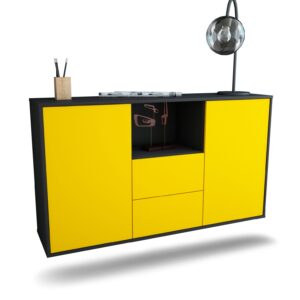 Sideboard Port St. Lucie | hängend | Korpus Anthrazit | Front in Gelb | 136x79x35cm (BxHxT)