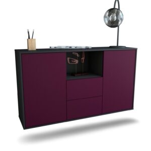 Sideboard Port St. Lucie | hängend | Korpus Anthrazit | Front in Lila | 136x79x35cm (BxHxT)