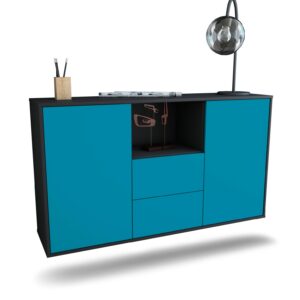 Sideboard Port St. Lucie | hängend | Korpus Anthrazit | Front in Türkis | 136x79x35cm (BxHxT)