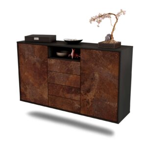 Sideboard Eugene | hängend | Korpus Anthrazit | Front in Rost Optik | 136x79x35cm (BxHxT)