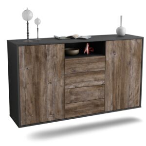 Sideboard Eugene | hängend | Korpus Anthrazit | Front in Treibholz Holz Optik | 136x79x35cm (BxHxT)