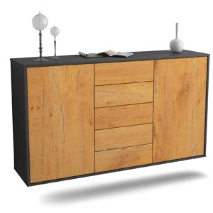 Sideboard Pembroke Pines | hängend | Korpus Anthrazit | Front in Eiche Holz Optik | 136x79x35cm (BxHxT)