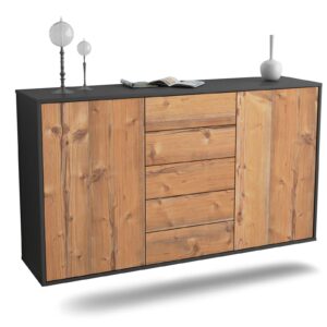 Sideboard Pembroke Pines | hängend | Korpus Anthrazit | Front in Pinie Holz Optik | 136x79x35cm (BxHxT)