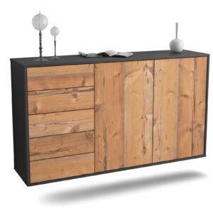 Sideboard Peoria | hängend | Korpus Anthrazit | Front in Pinie Holz Optik | 136x79x35cm (BxHxT)