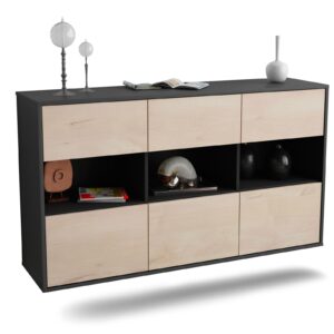 Sideboard Paterson | hängend | Korpus Anthrazit | Front in Zeder Holz Optik | 136x79x35cm (BxHxT)