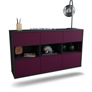 Sideboard Paterson | hängend | Korpus Anthrazit | Front in Lila | 136x79x35cm (BxHxT)