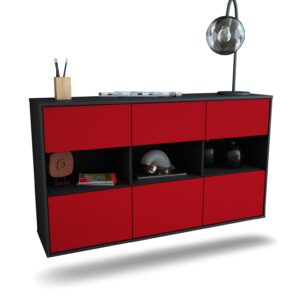 Sideboard Paterson | hängend | Korpus Anthrazit | Front in Bordeaux | 136x79x35cm (BxHxT)