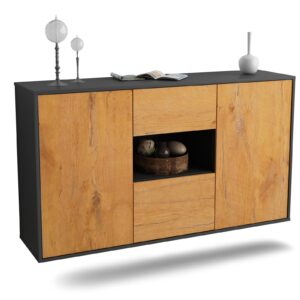 Sideboard Pasadena | hängend | Korpus Anthrazit | Front in Eiche Holz Optik | 136x79x35cm (BxHxT)