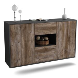 Sideboard Pasadena | hängend | Korpus Anthrazit | Front in Treibholz Holz Optik | 136x79x35cm (BxHxT)
