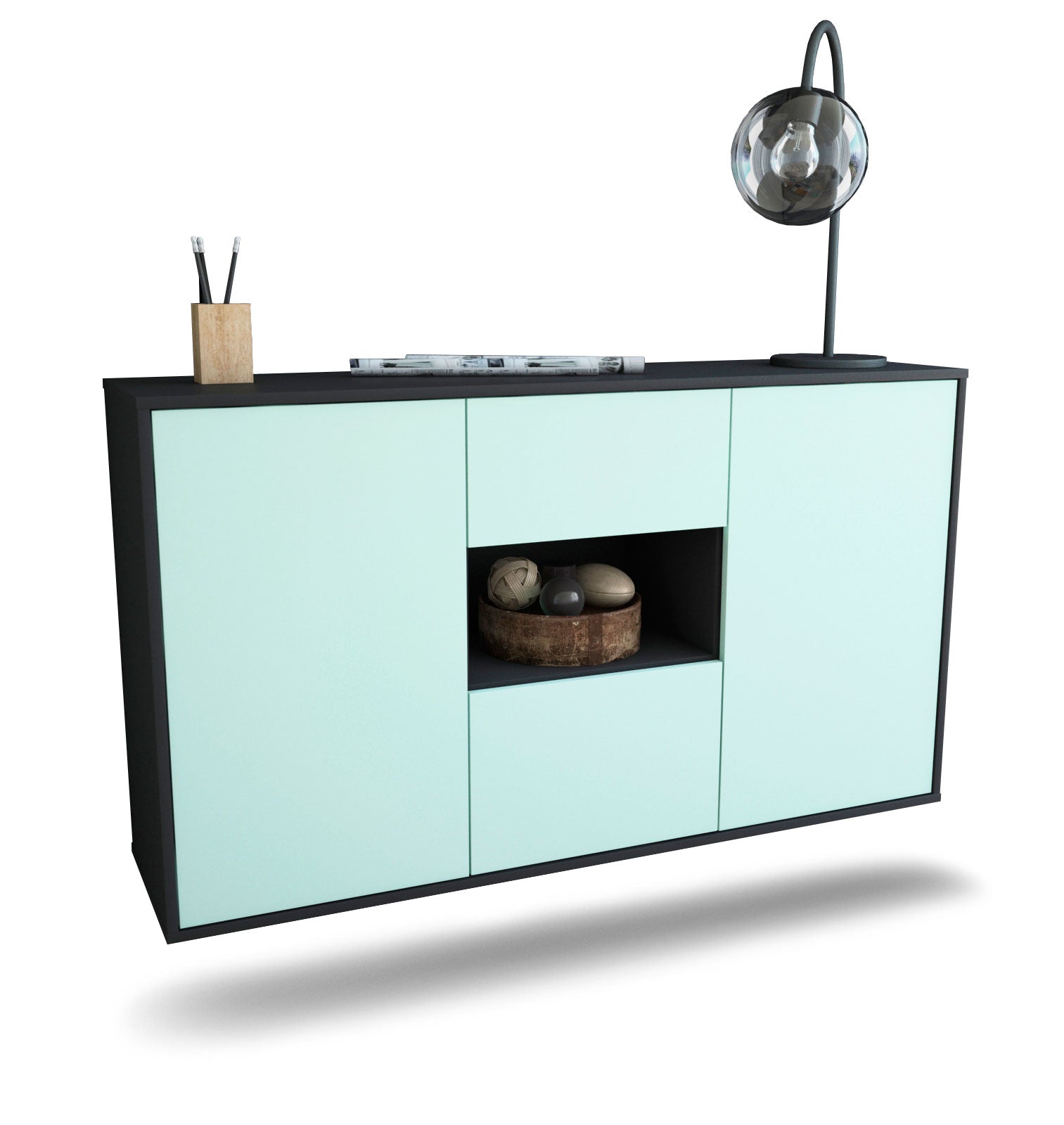 Sideboard Pasadena | hängend | Korpus Anthrazit | Front in Mint | 136x79x35cm (BxHxT) 1 Sideboard Pasadena | hängend | Korpus Anthrazit | Front in Mint | 136x79x35cm (BxHxT)