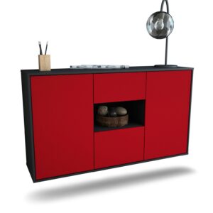 Sideboard Pasadena | hängend | Korpus Anthrazit | Front in Bordeaux | 136x79x35cm (BxHxT)
