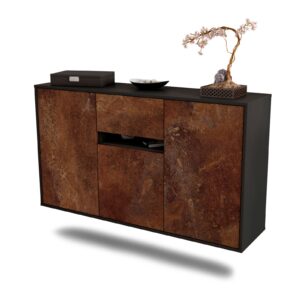 Sideboard Hampton | hängend | Korpus Anthrazit | Front in Rost Optik | 136x79x35cm (BxHxT)