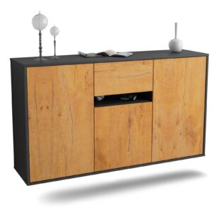 Sideboard Hampton | hängend | Korpus Anthrazit | Front in Eiche Holz Optik | 136x79x35cm (BxHxT)