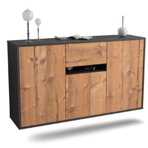 Sideboard Hampton | hängend | Korpus Anthrazit | Front in Pinie Holz Optik | 136x79x35cm (BxHxT)