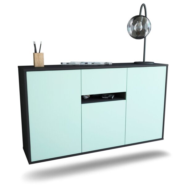 Sideboard Hampton | hängend | Korpus Anthrazit | Front in Mint | 136x79x35cm (BxHxT)