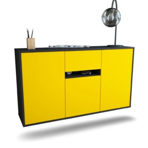 Sideboard Hampton | hängend | Korpus Anthrazit | Front in Gelb | 136x79x35cm (BxHxT)