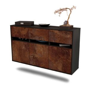 Sideboard Joliet | hängend | Korpus Anthrazit | Front in Rost Optik | 136x79x35cm (BxHxT)