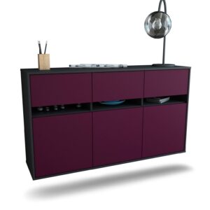 Sideboard Joliet | hängend | Korpus Anthrazit | Front in Lila | 136x79x35cm (BxHxT)