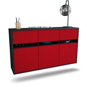 Sideboard Joliet | hängend | Korpus Anthrazit | Front in Bordeaux | 136x79x35cm (BxHxT)