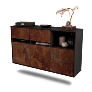 Sideboard Enterprise | hängend | Korpus Anthrazit | Front in Rost Optik | 136x79x35cm (BxHxT)