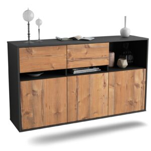 Sideboard Enterprise | hängend | Korpus Anthrazit | Front in Pinie Holz Optik | 136x79x35cm (BxHxT)