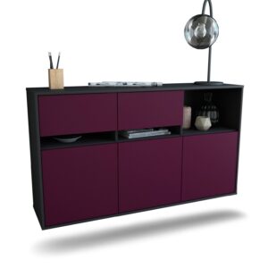 Sideboard Enterprise | hängend | Korpus Anthrazit | Front in Lila | 136x79x35cm (BxHxT)