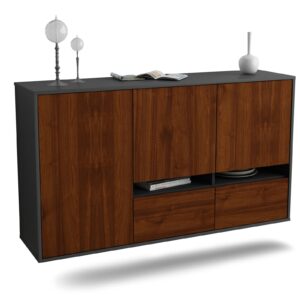 Sideboard Lancaster | hängend | Korpus Anthrazit | Front in Walnuss Holz Optik | 136x79x35cm (BxHxT)