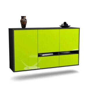 Sideboard Lancaster | hängend | Korpus Anthrazit | Front in Hochglanz Grün | 136x79x35cm (BxHxT)