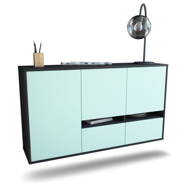 Sideboard Lancaster | hängend | Korpus Anthrazit | Front in Mint | 136x79x35cm (BxHxT)