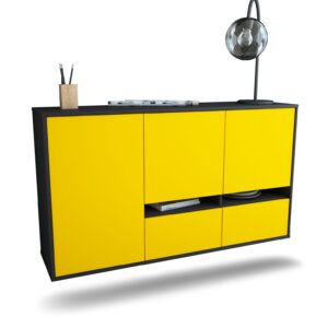 Sideboard Lancaster | hängend | Korpus Anthrazit | Front in Gelb | 136x79x35cm (BxHxT)