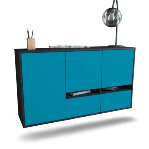 Sideboard Lancaster | hängend | Korpus Anthrazit | Front in Türkis | 136x79x35cm (BxHxT)