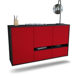 Sideboard Lancaster | hängend | Korpus Anthrazit | Front in Bordeaux | 136x79x35cm (BxHxT)