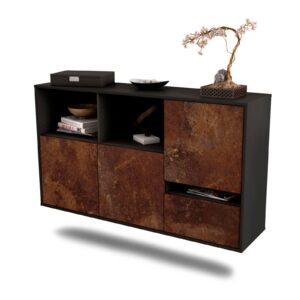Sideboard Salinas | hängend | Korpus Anthrazit | Front in Rost Optik | 136x79x35cm (BxHxT)