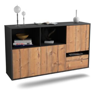 Sideboard Salinas | hängend | Korpus Anthrazit | Front in Pinie Holz Optik | 136x79x35cm (BxHxT)
