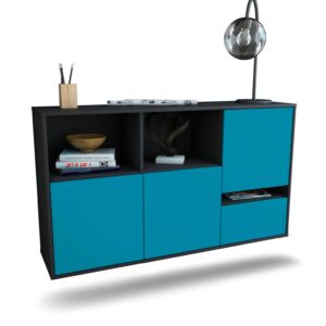 Sideboard Salinas | hängend | Korpus Anthrazit | Front in Türkis | 136x79x35cm (BxHxT)