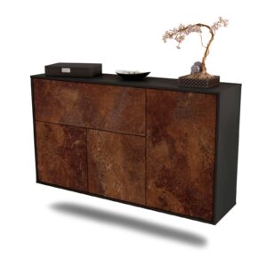Sideboard Naperville | hängend | Korpus Anthrazit | Front in Rost Optik | 136x79x35cm (BxHxT)