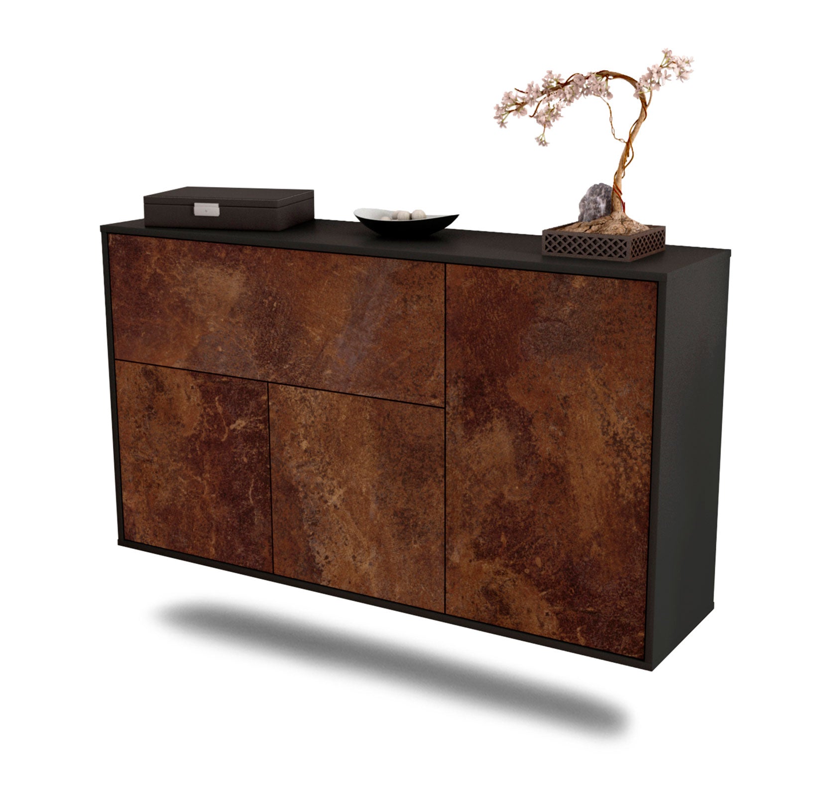 Sideboard Naperville | hängend | Korpus Anthrazit | Front in Rost Optik | 136x79x35cm (BxHxT) 1 Sideboard Naperville | hängend | Korpus Anthrazit | Front in Rost Optik | 136x79x35cm (BxHxT)