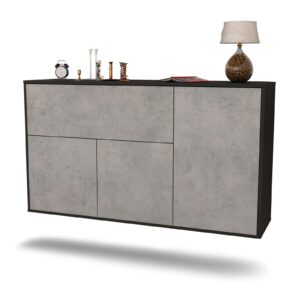 Sideboard Naperville | hängend | Korpus Anthrazit | Front in Beton Optik | 136x79x35cm (BxHxT)