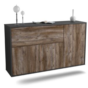 Sideboard Naperville | hängend | Korpus Anthrazit | Front in Treibholz Holz Optik | 136x79x35cm (BxHxT)