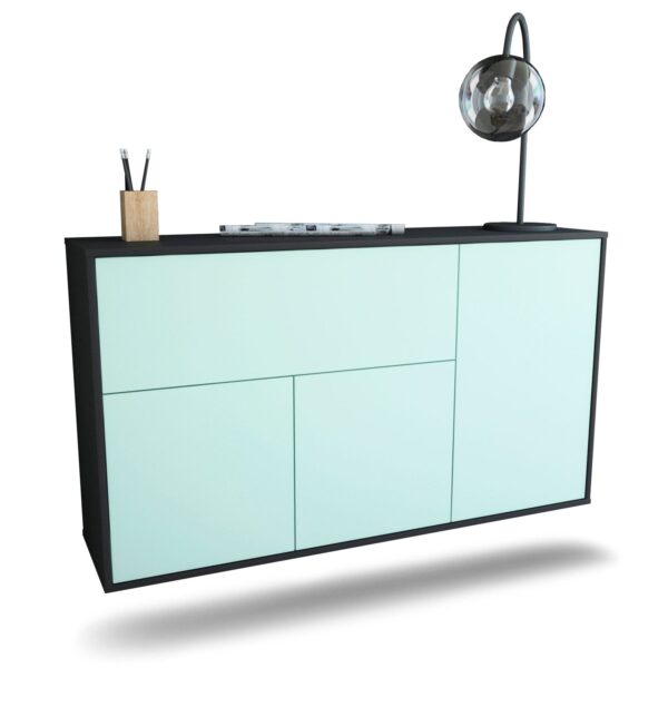 Sideboard Naperville | hängend | Korpus Anthrazit | Front in Mint | 136x79x35cm (BxHxT)