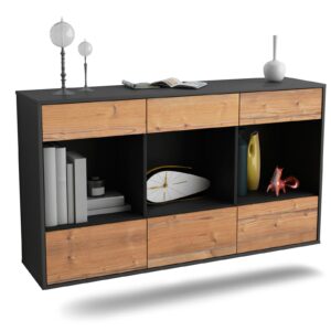 Sideboard Torrance | hängend | Korpus Anthrazit | Front in Pinie Holz Optik | 136x79x35cm (BxHxT)