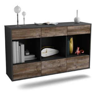 Sideboard Torrance | hängend | Korpus Anthrazit | Front in Treibholz Holz Optik | 136x79x35cm (BxHxT)
