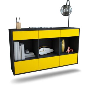 Sideboard Torrance | hängend | Korpus Anthrazit | Front in Gelb | 136x79x35cm (BxHxT)