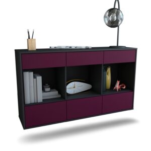Sideboard Torrance | hängend | Korpus Anthrazit | Front in Lila | 136x79x35cm (BxHxT)
