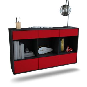 Sideboard Torrance | hängend | Korpus Anthrazit | Front in Bordeaux | 136x79x35cm (BxHxT)