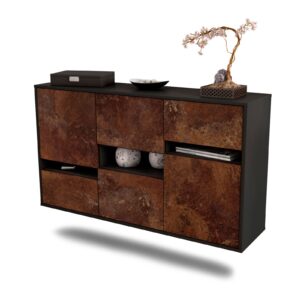 Sideboard Hayward | hängend | Korpus Anthrazit | Front in Rost Optik | 136x79x35cm (BxHxT)